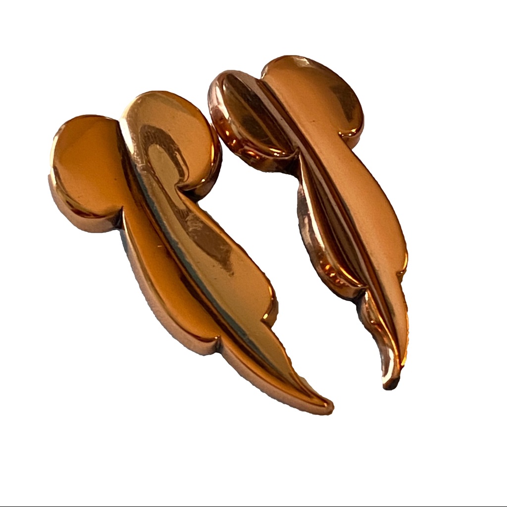 Renoir Copper Modernist Botanical Leaf Clip-On Earrings 30$